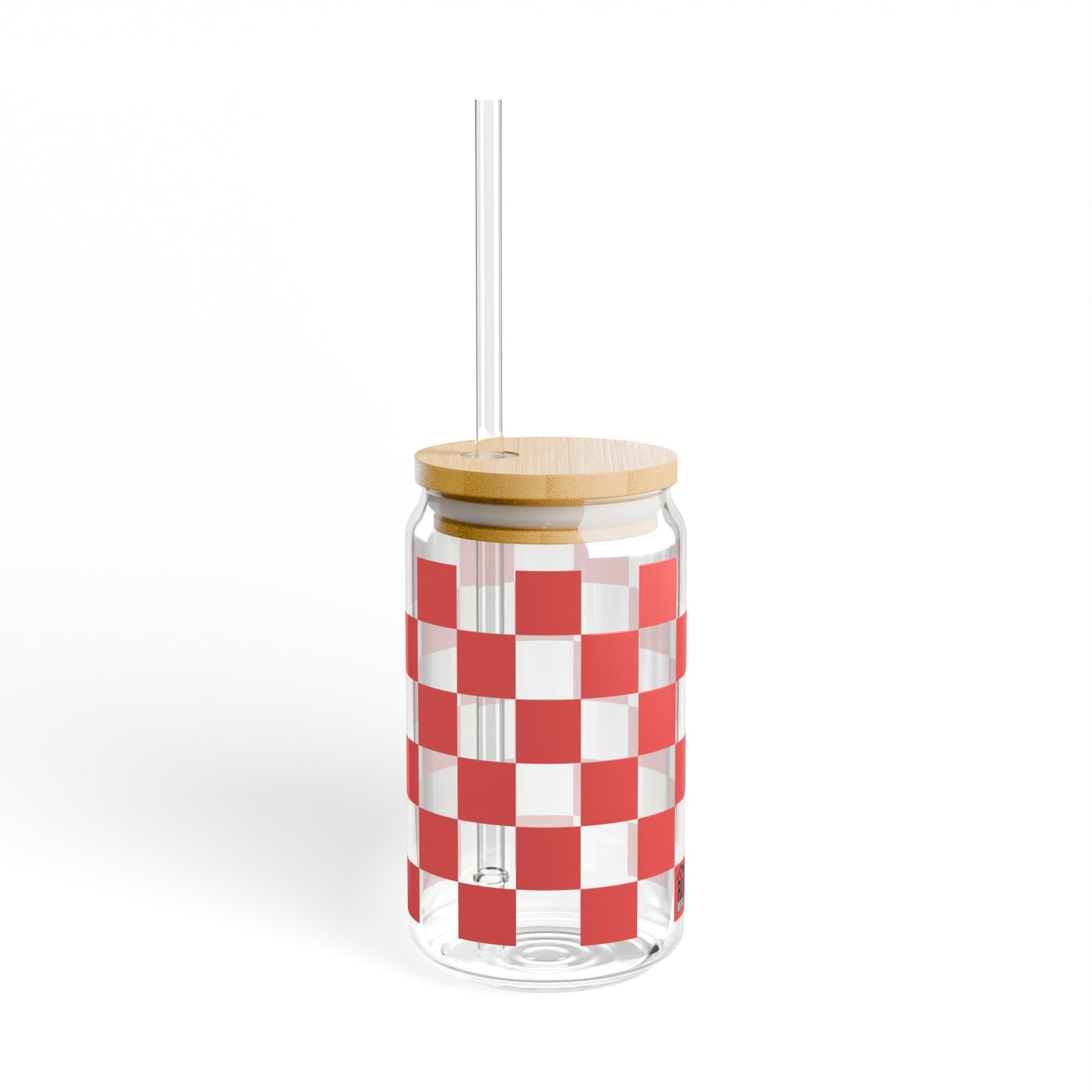Red Checkered RDG Can Glass, 16oz