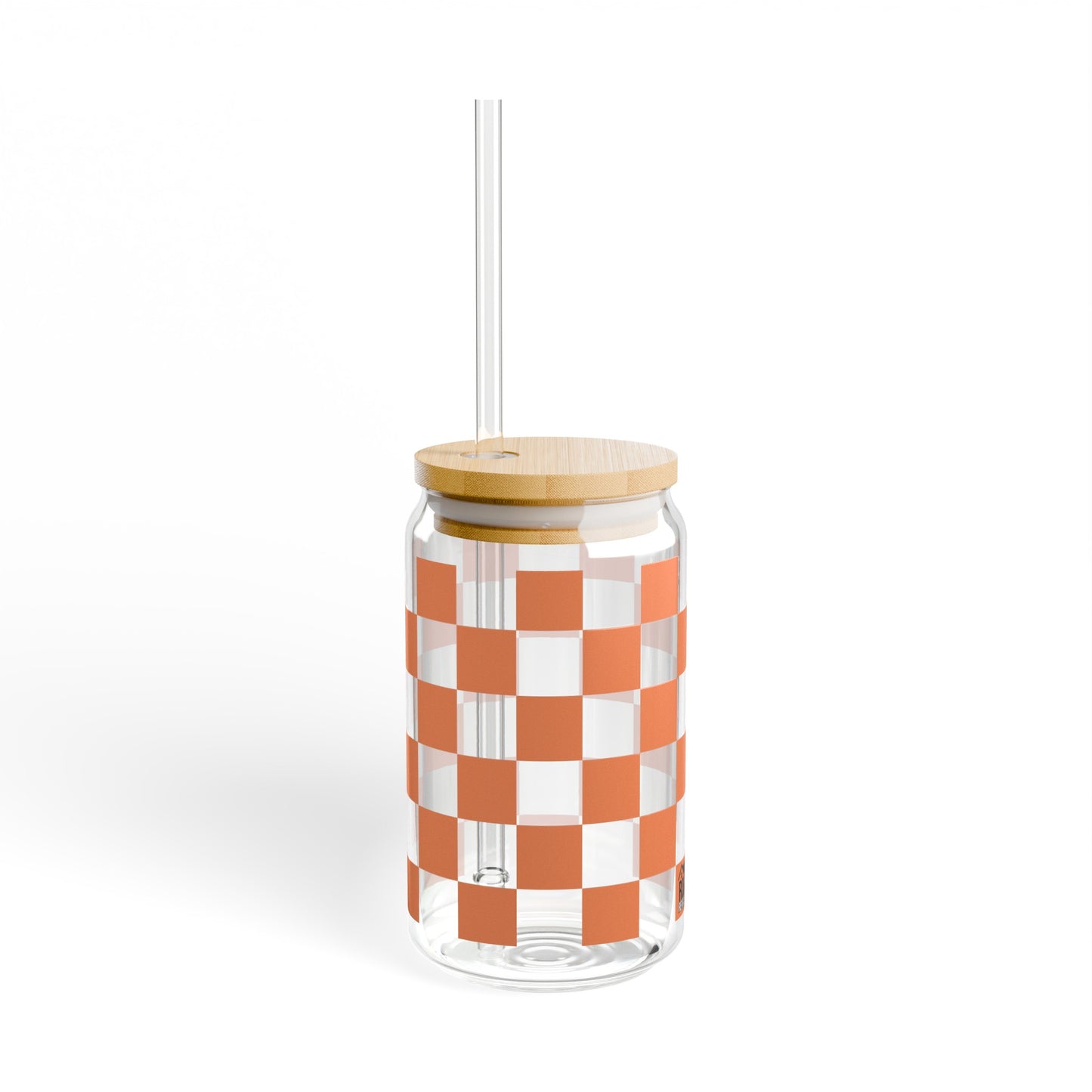 Orange Checkered RDG Can Glass, 16oz