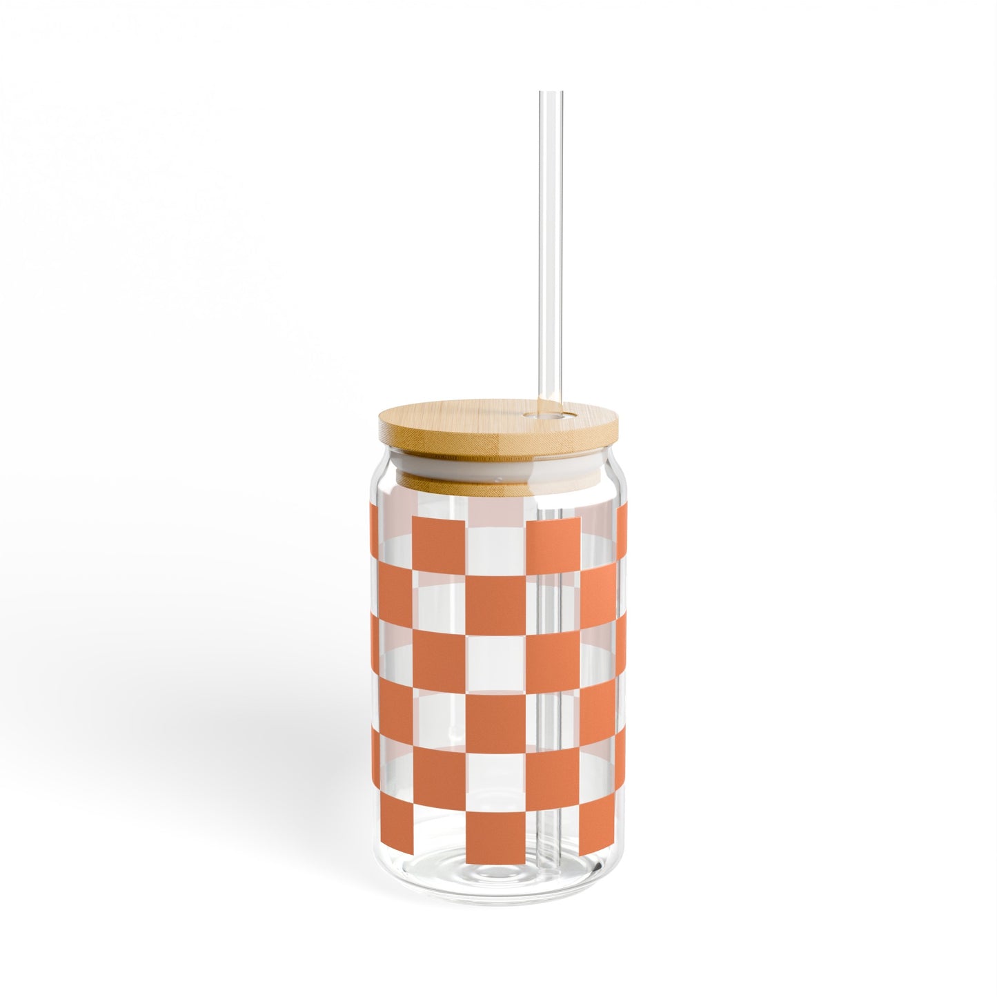 Orange Checkered RDG Can Glass, 16oz