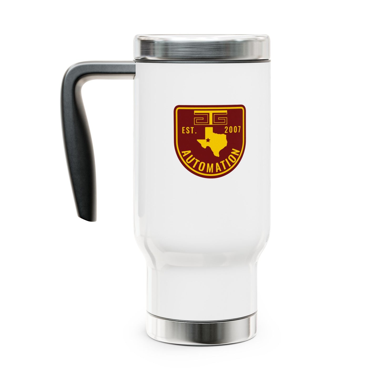 GTG Badge Logo Stainless Steel Travel Mug with Handle, 14oz