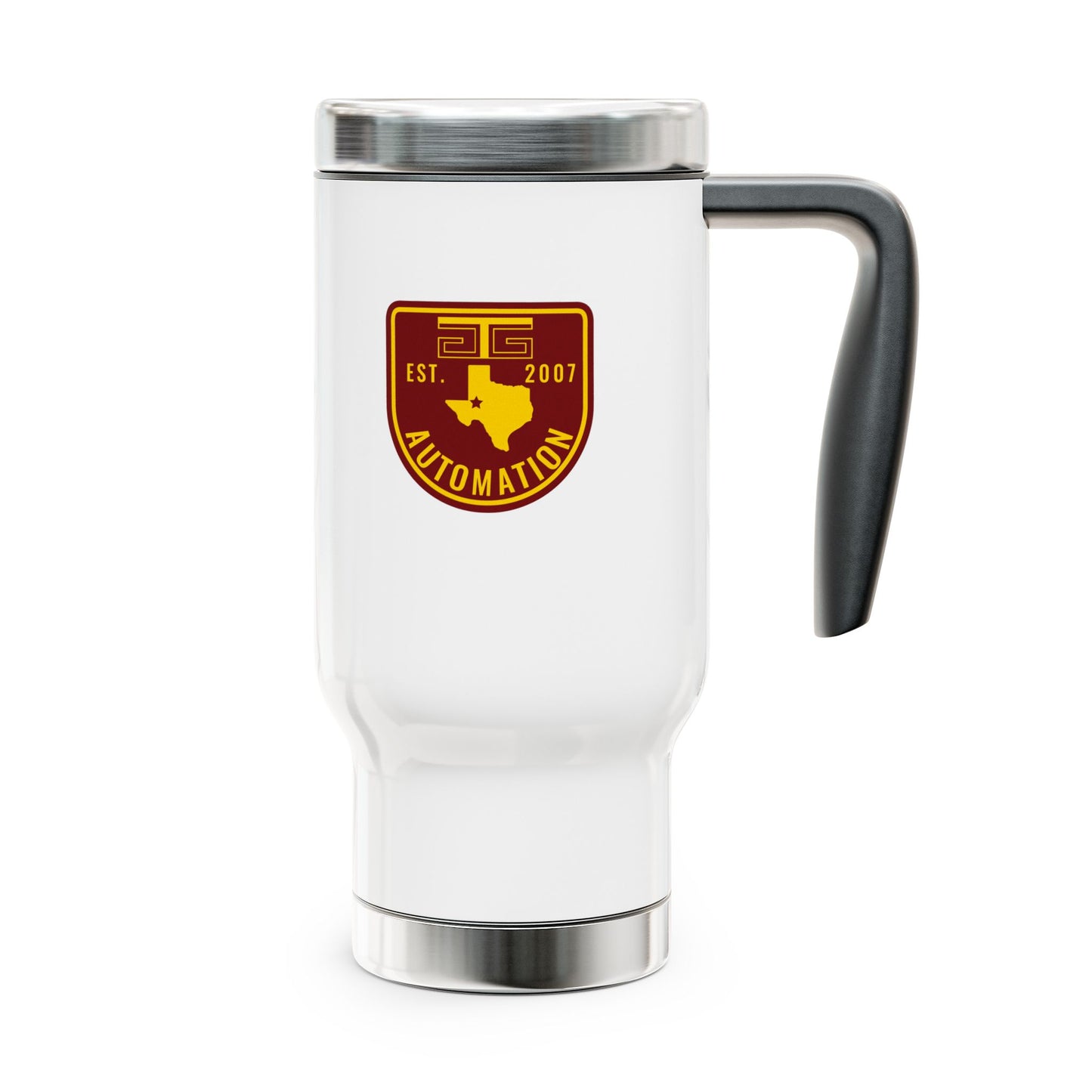 GTG Badge Logo Stainless Steel Travel Mug with Handle, 14oz