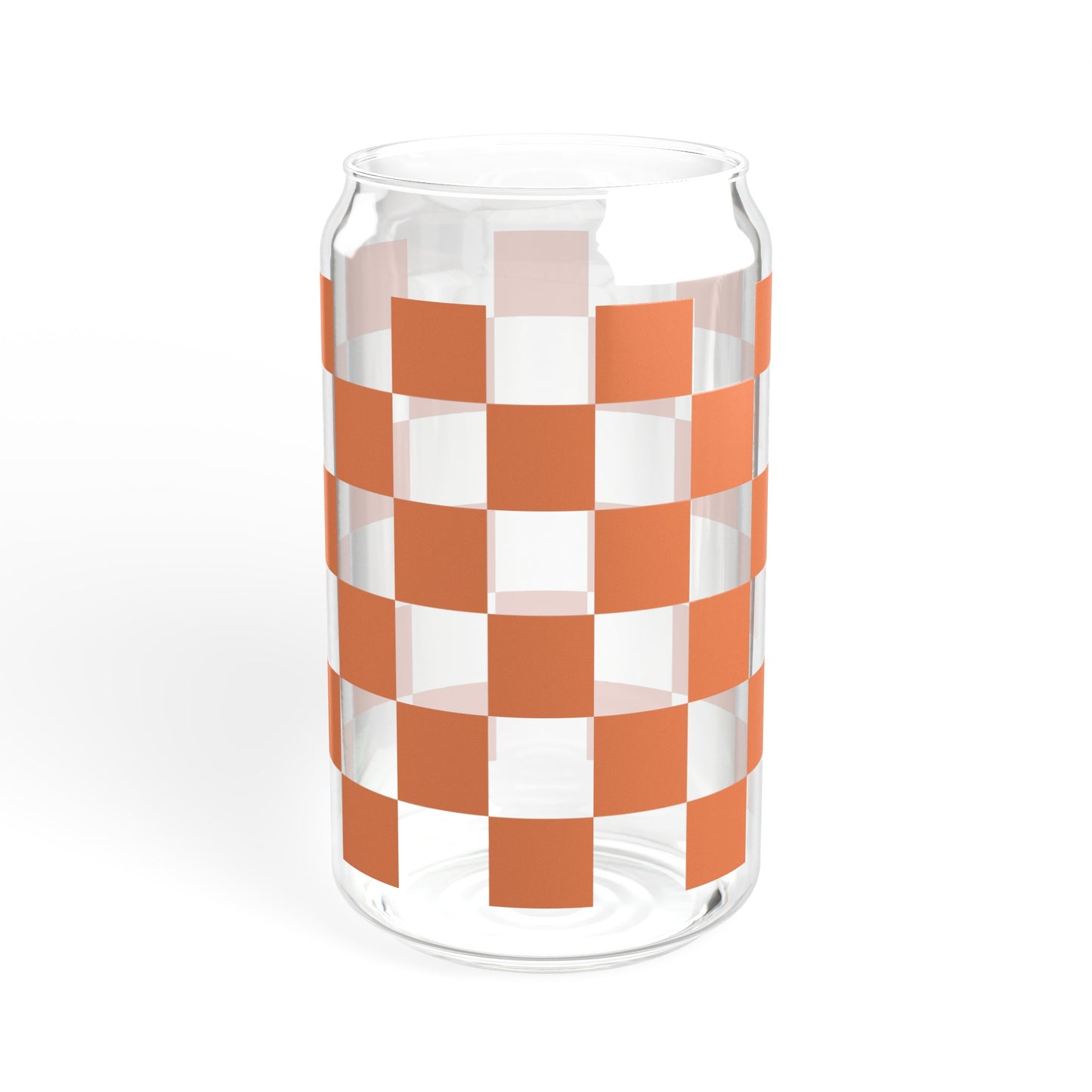 Orange Checkered RDG Can Glass, 16oz