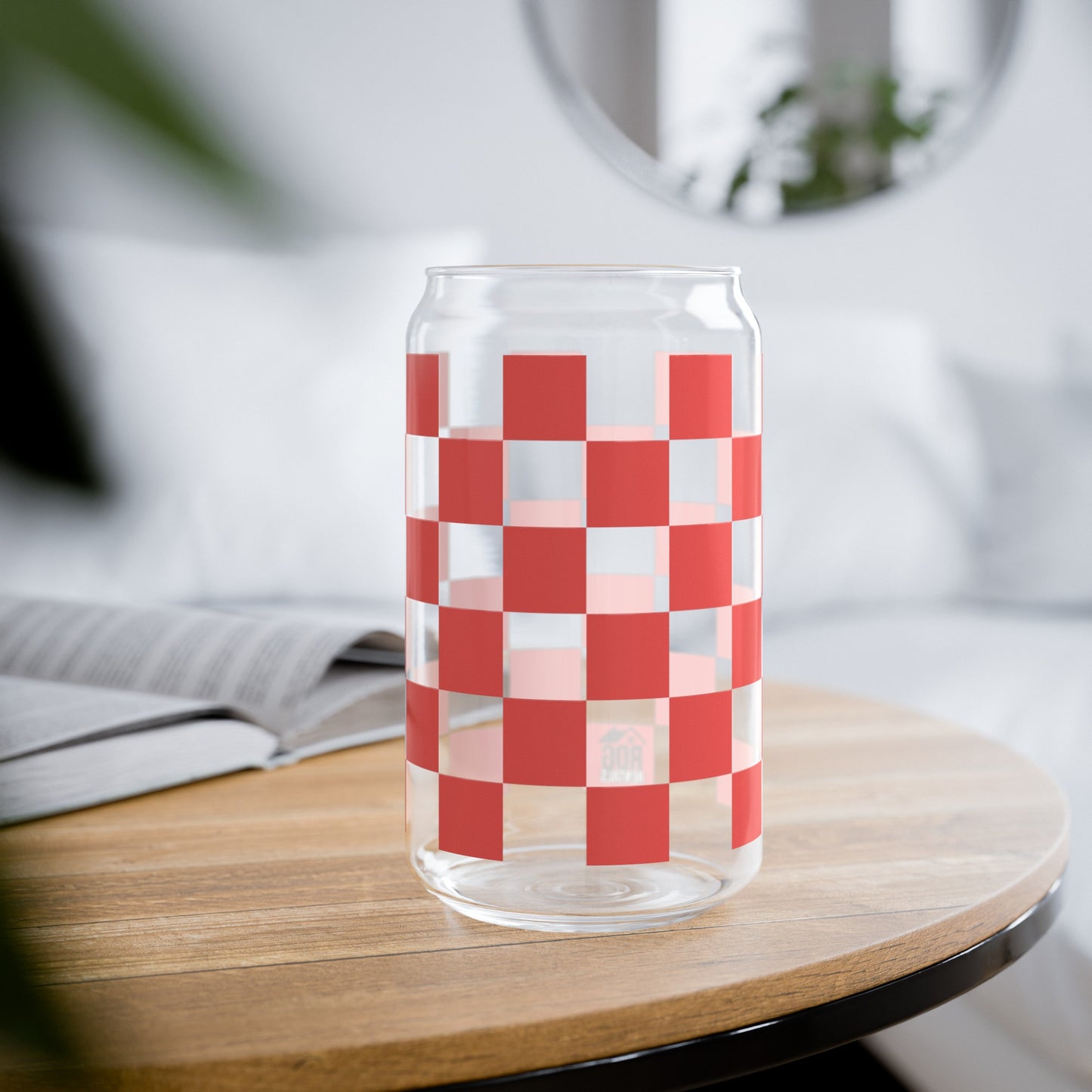 Red Checkered RDG Can Glass, 16oz