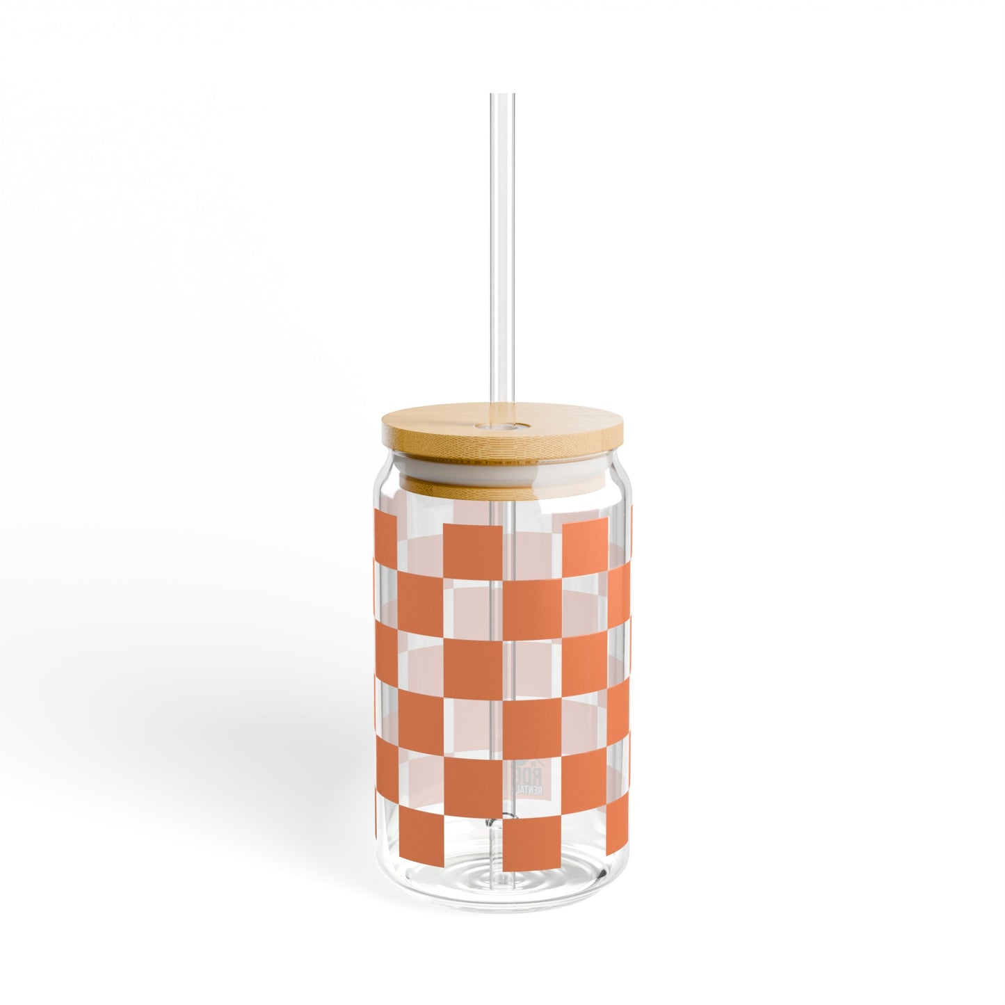 Orange Checkered RDG Can Glass, 16oz