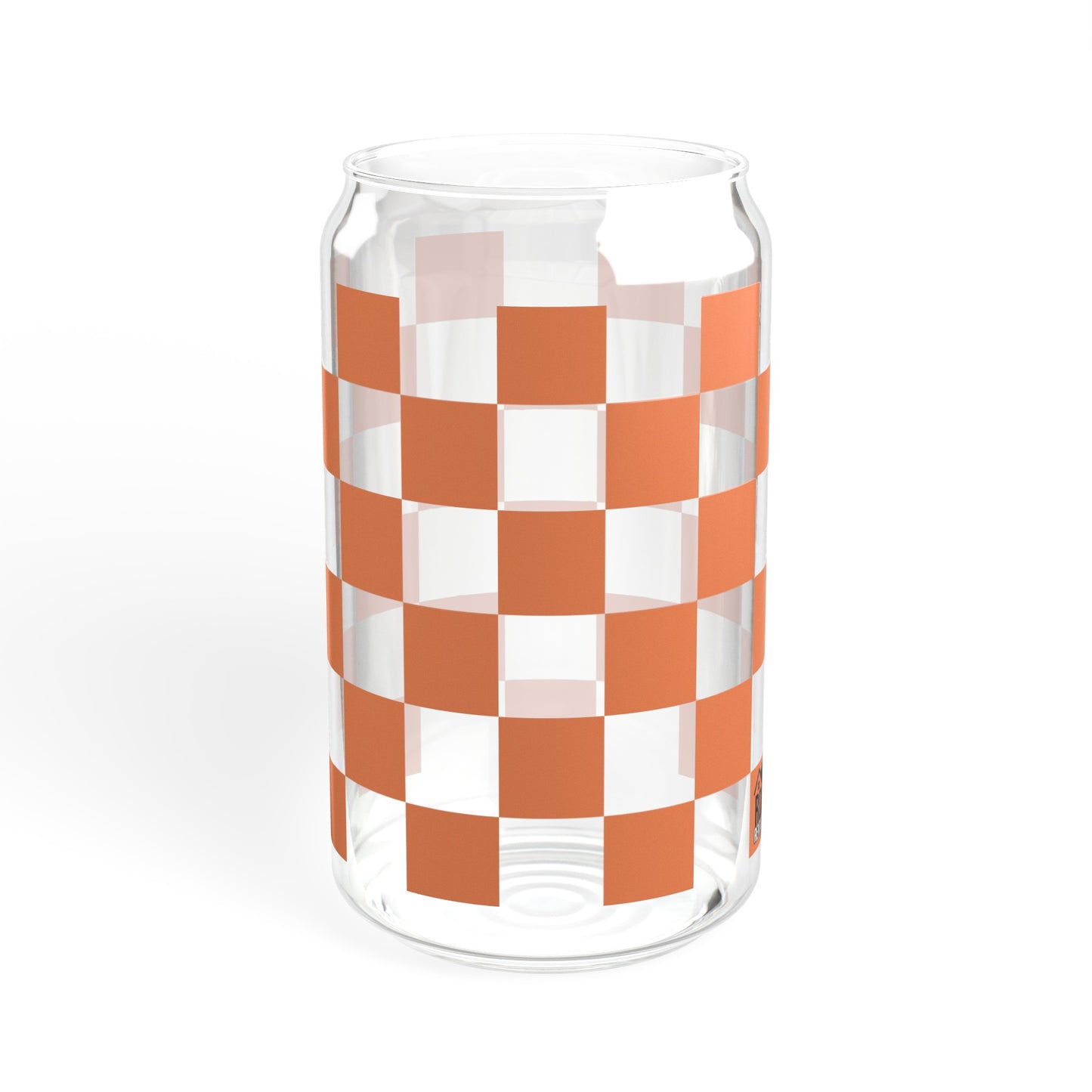 Orange Checkered RDG Can Glass, 16oz