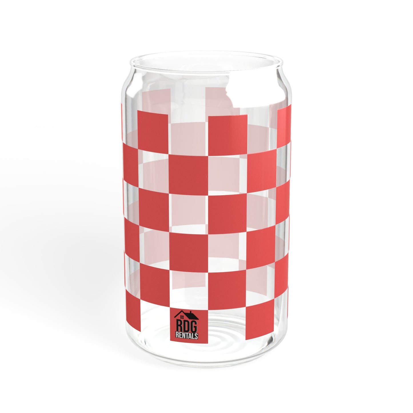 Red Checkered RDG Can Glass, 16oz