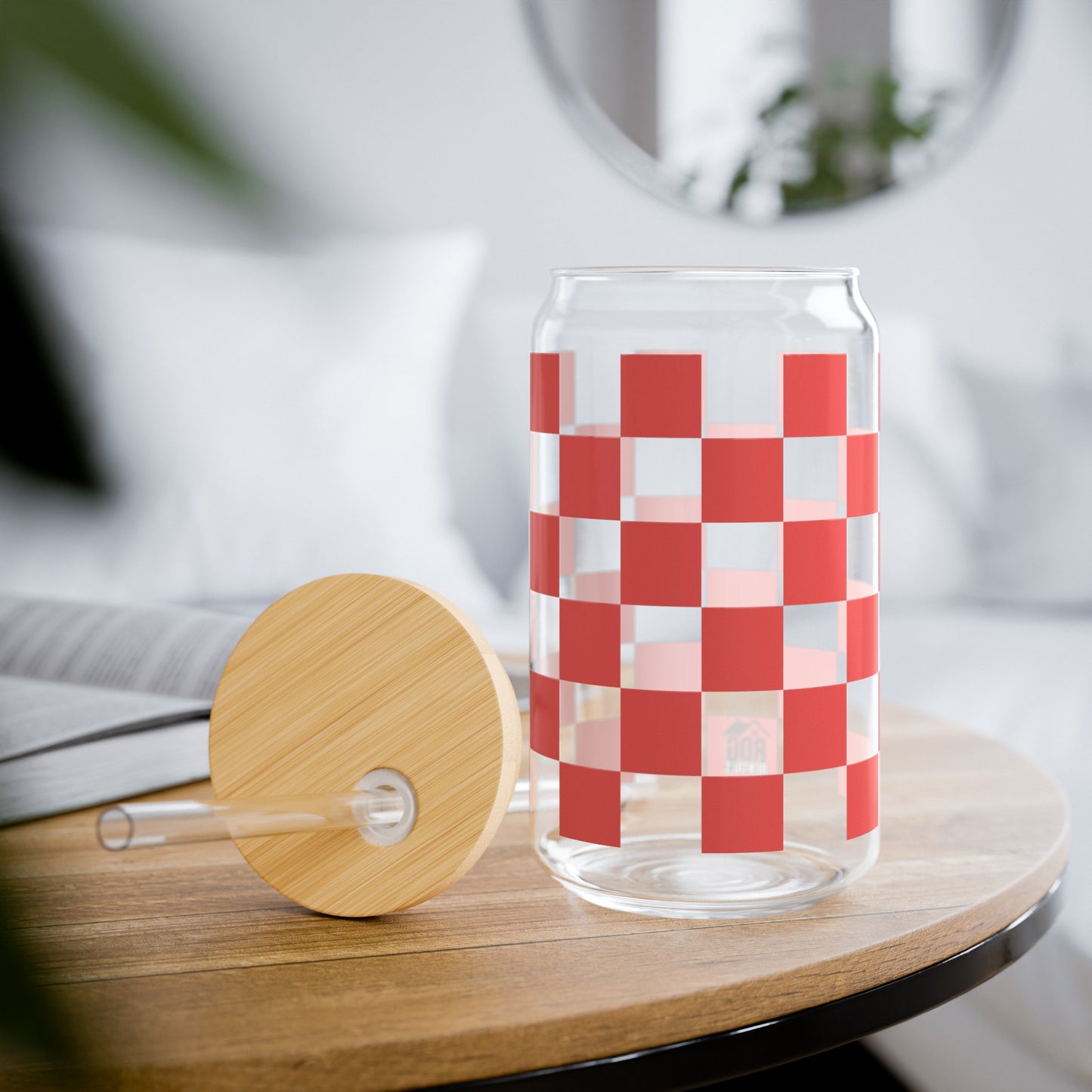 Red Checkered RDG Can Glass, 16oz
