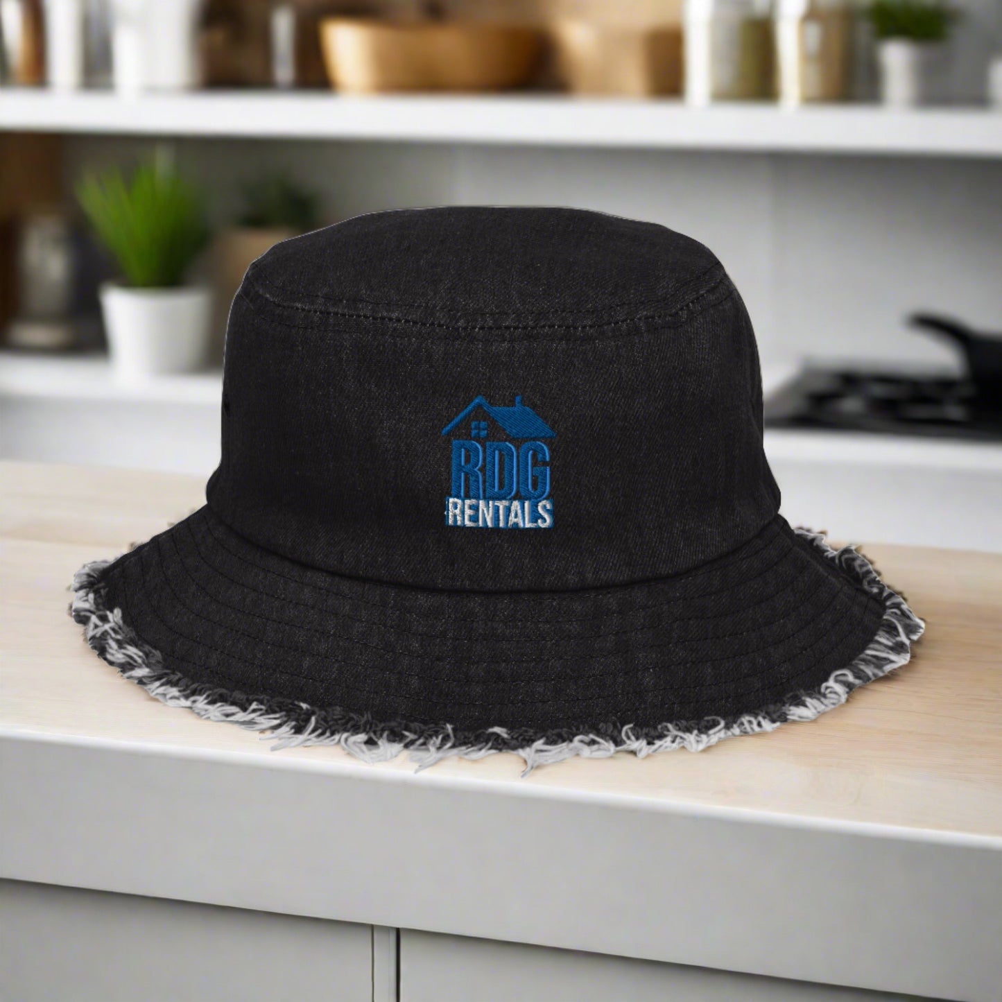 RDG Distressed denim bucket hat