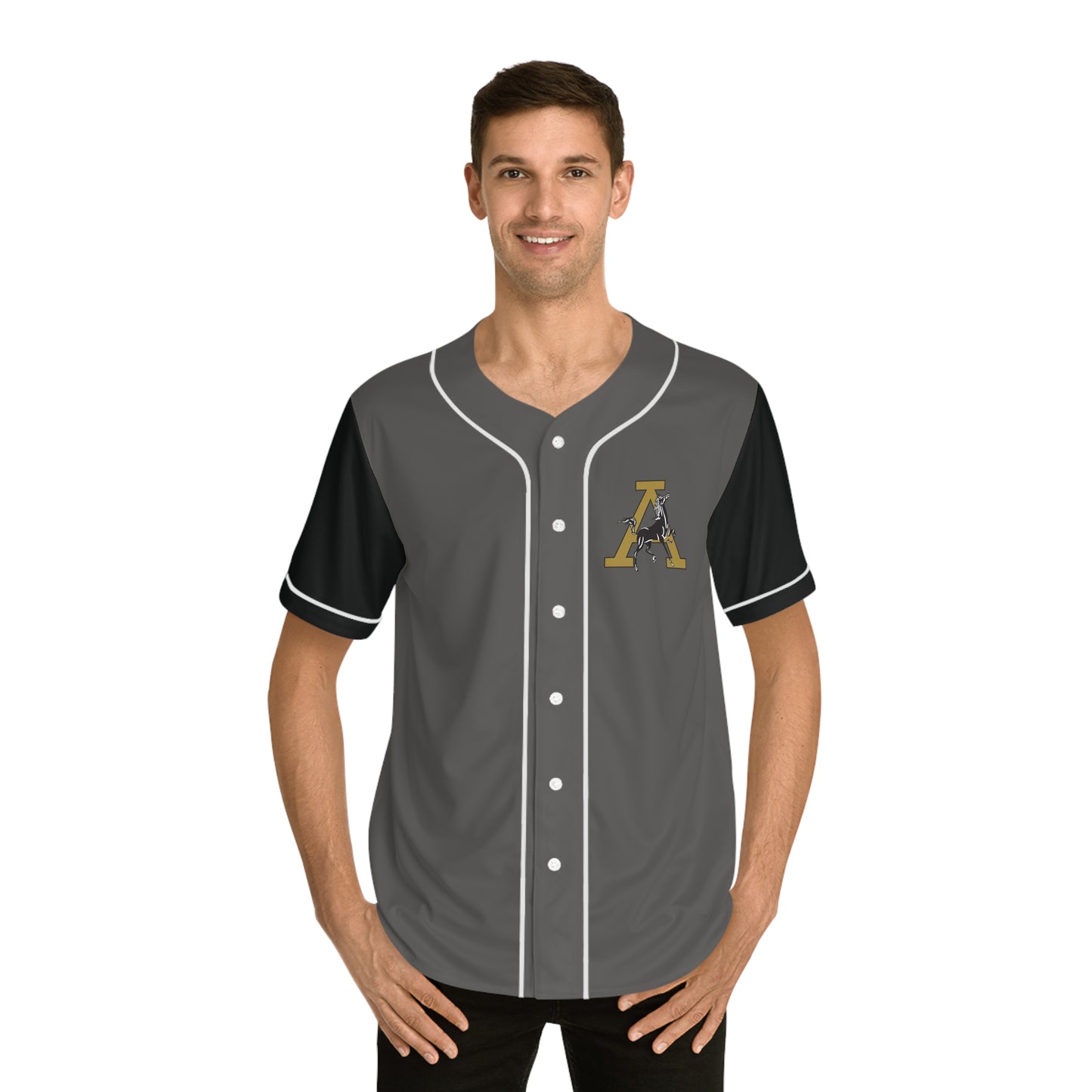 Men's Black and Gold Badge Baseball Jersey