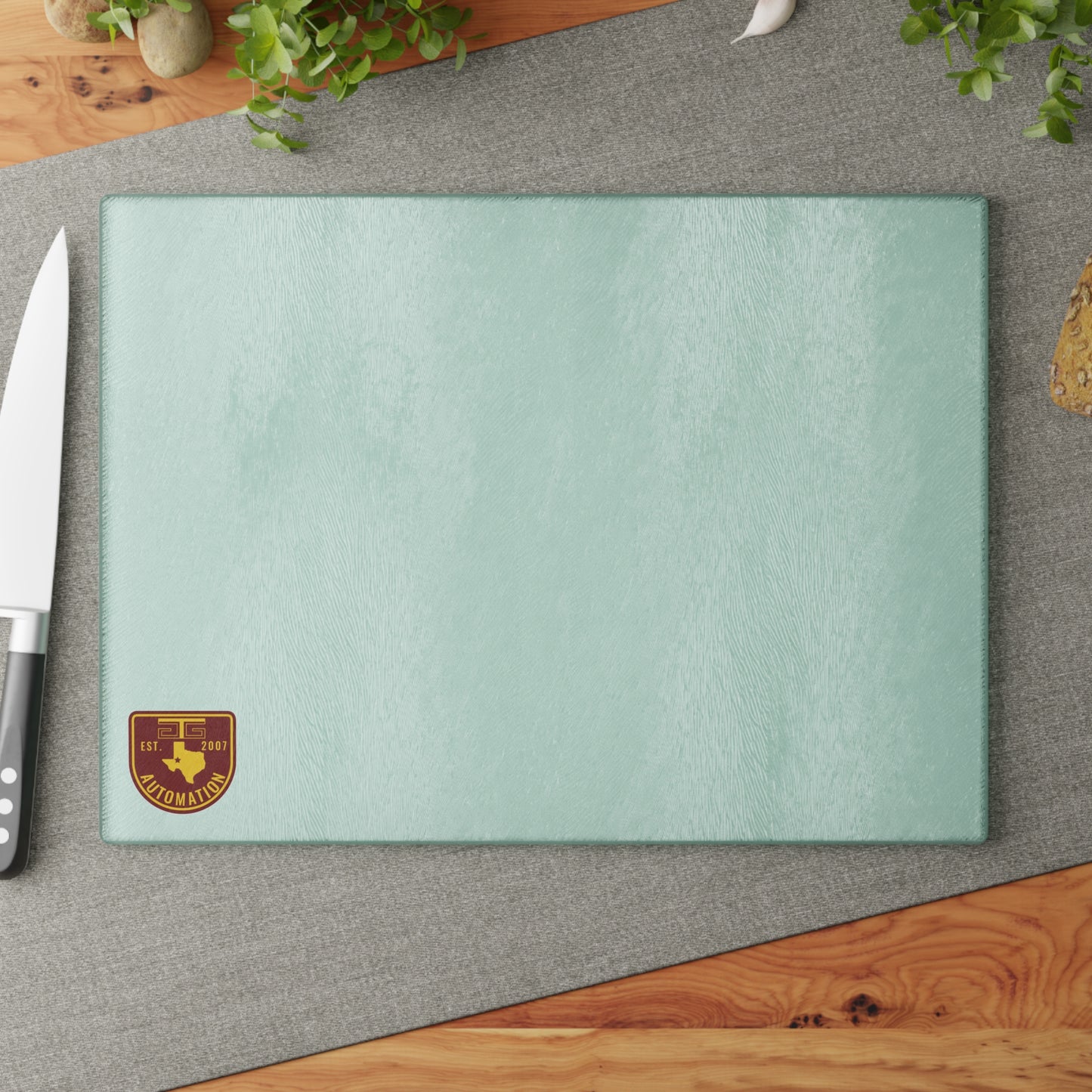 GTG Badge Logo Glass Cutting Board