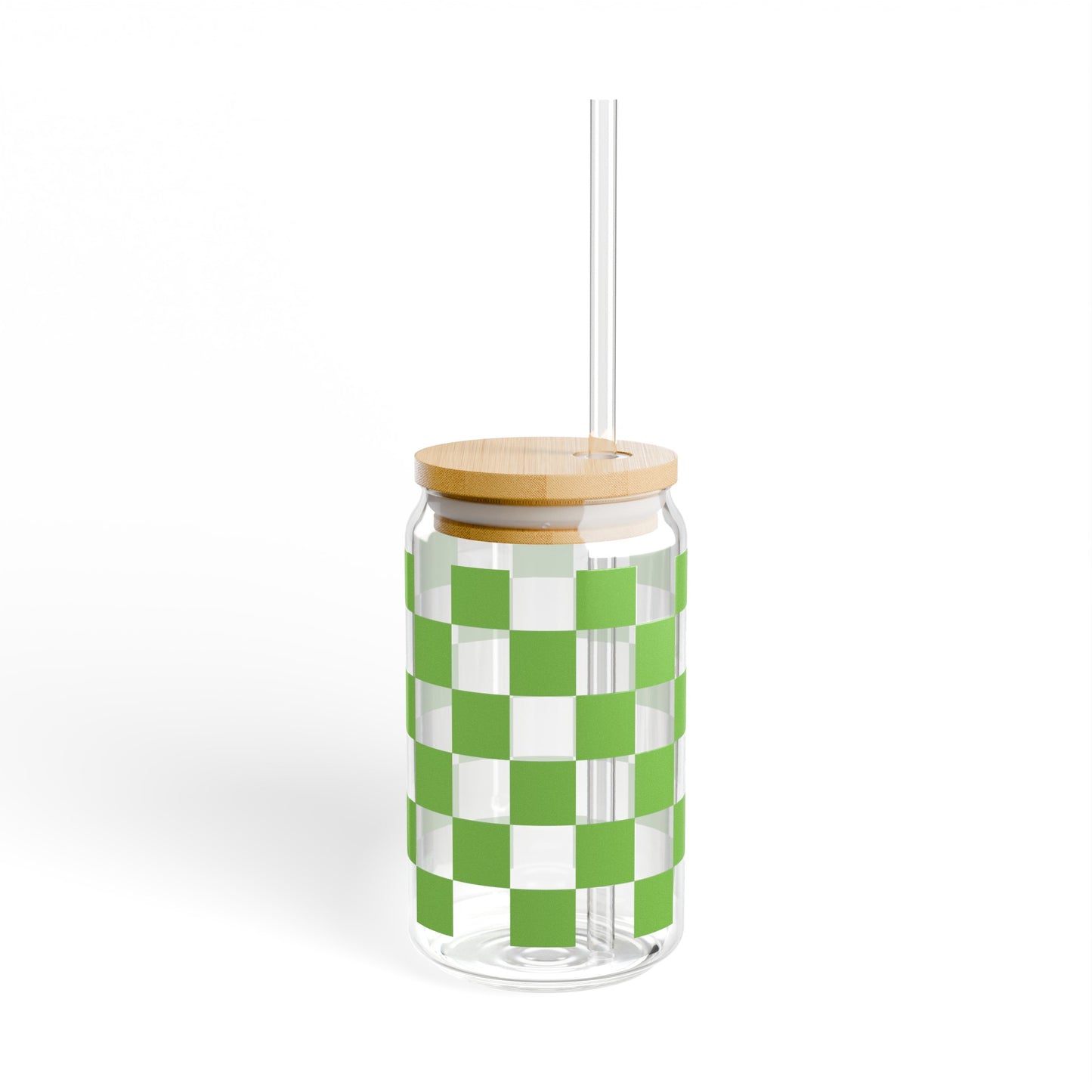 Green Checkered RDG Can Glass, 16oz