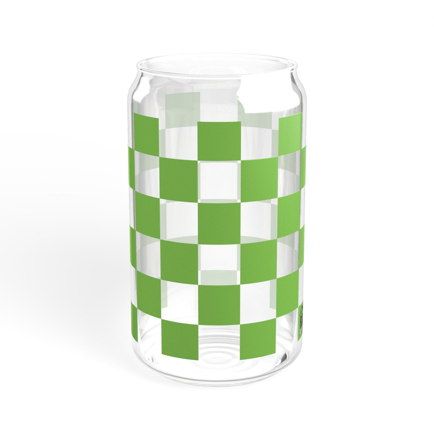 Green Checkered RDG Can Glass, 16oz