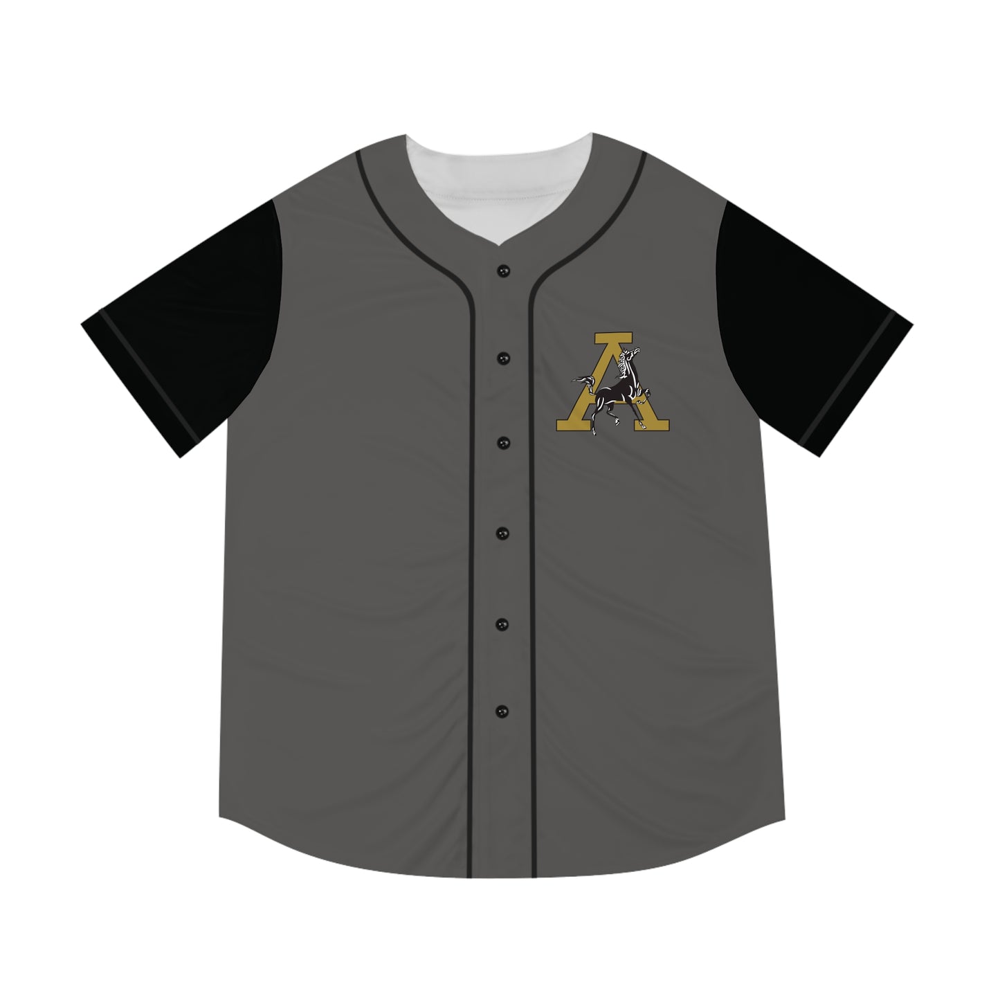 Men's Black and Gold Badge Baseball Jersey