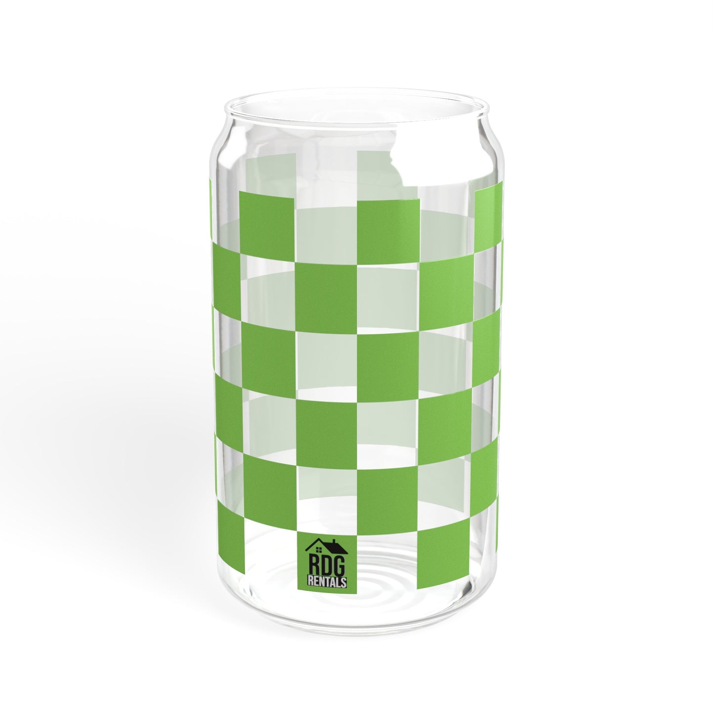 Green Checkered RDG Can Glass, 16oz