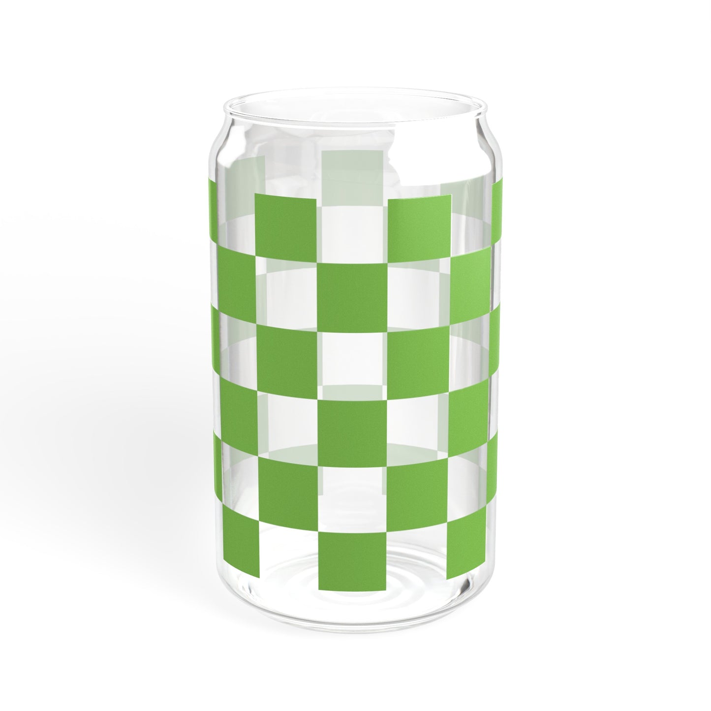 Green Checkered RDG Can Glass, 16oz