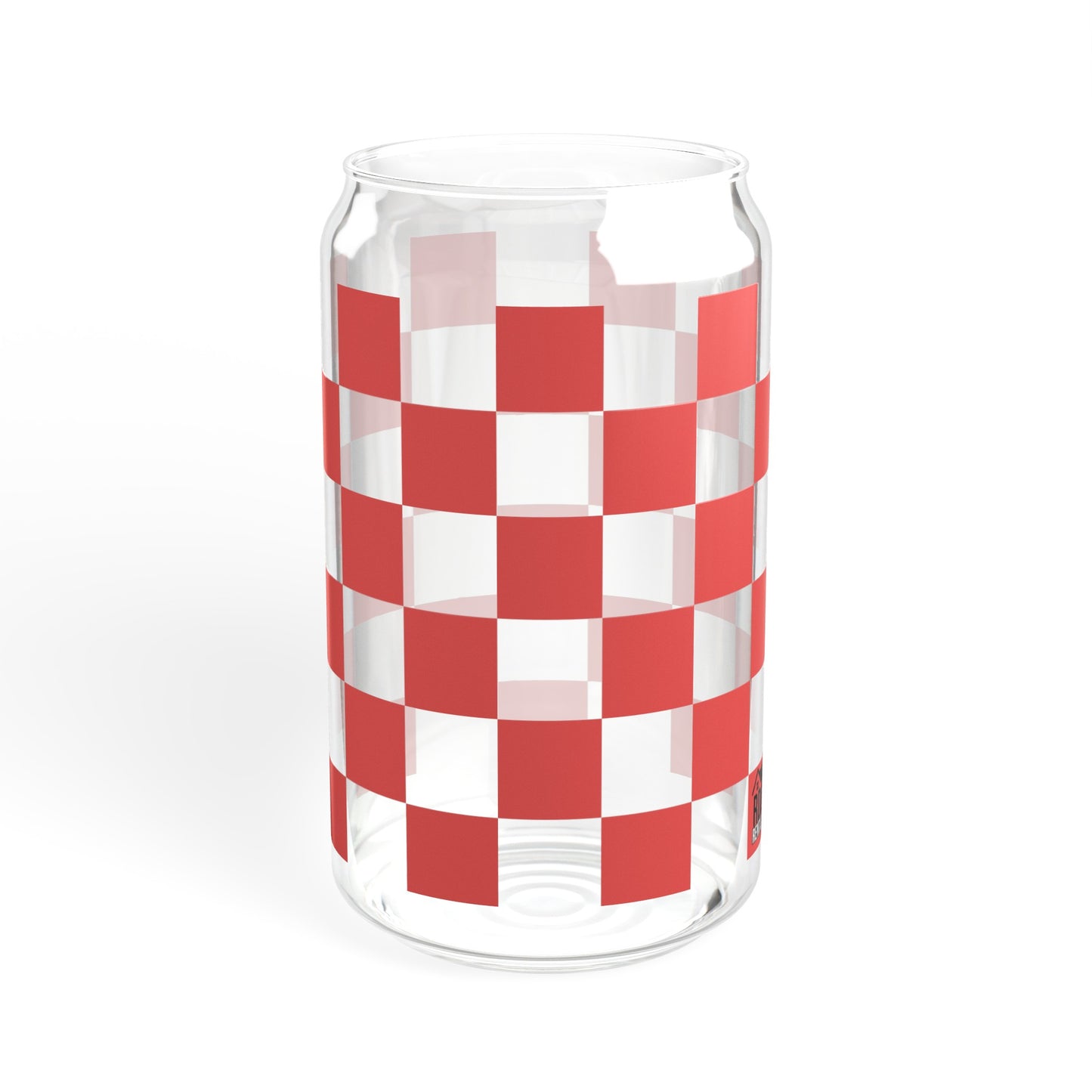 Red Checkered RDG Can Glass, 16oz