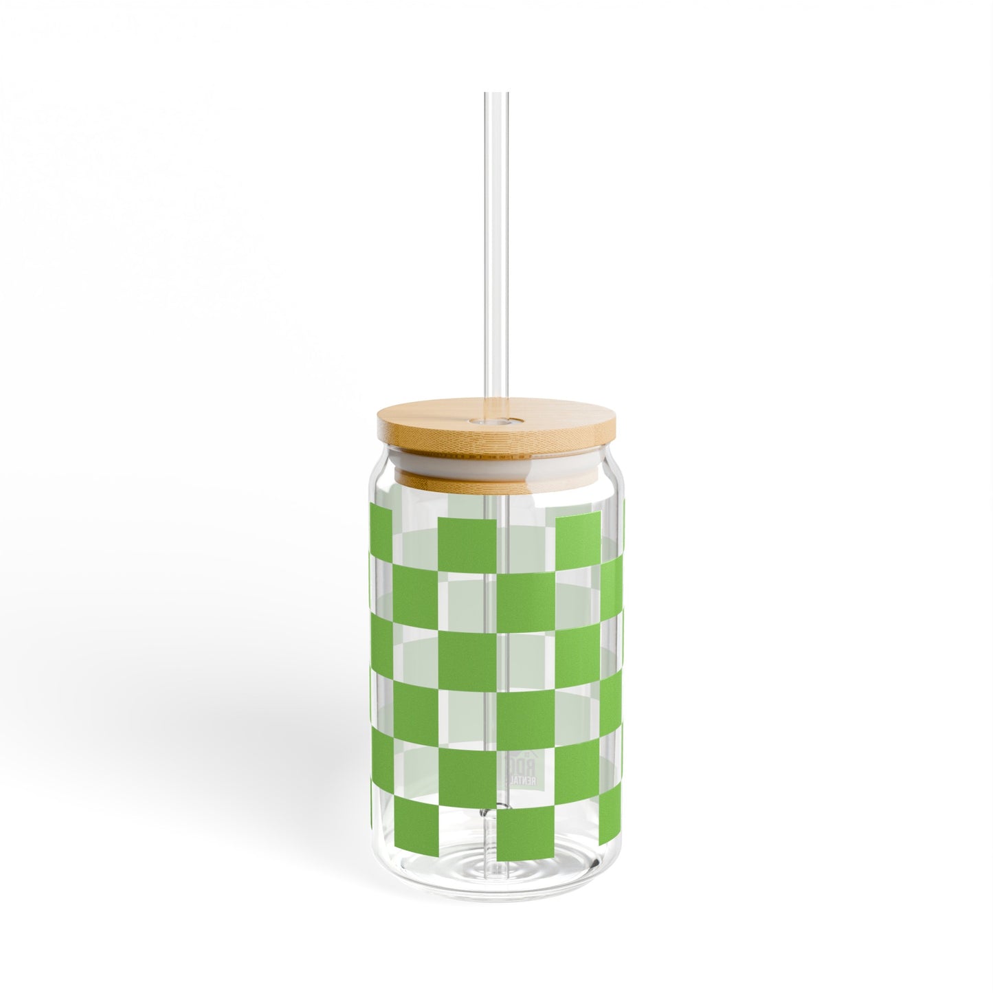 Green Checkered RDG Can Glass, 16oz