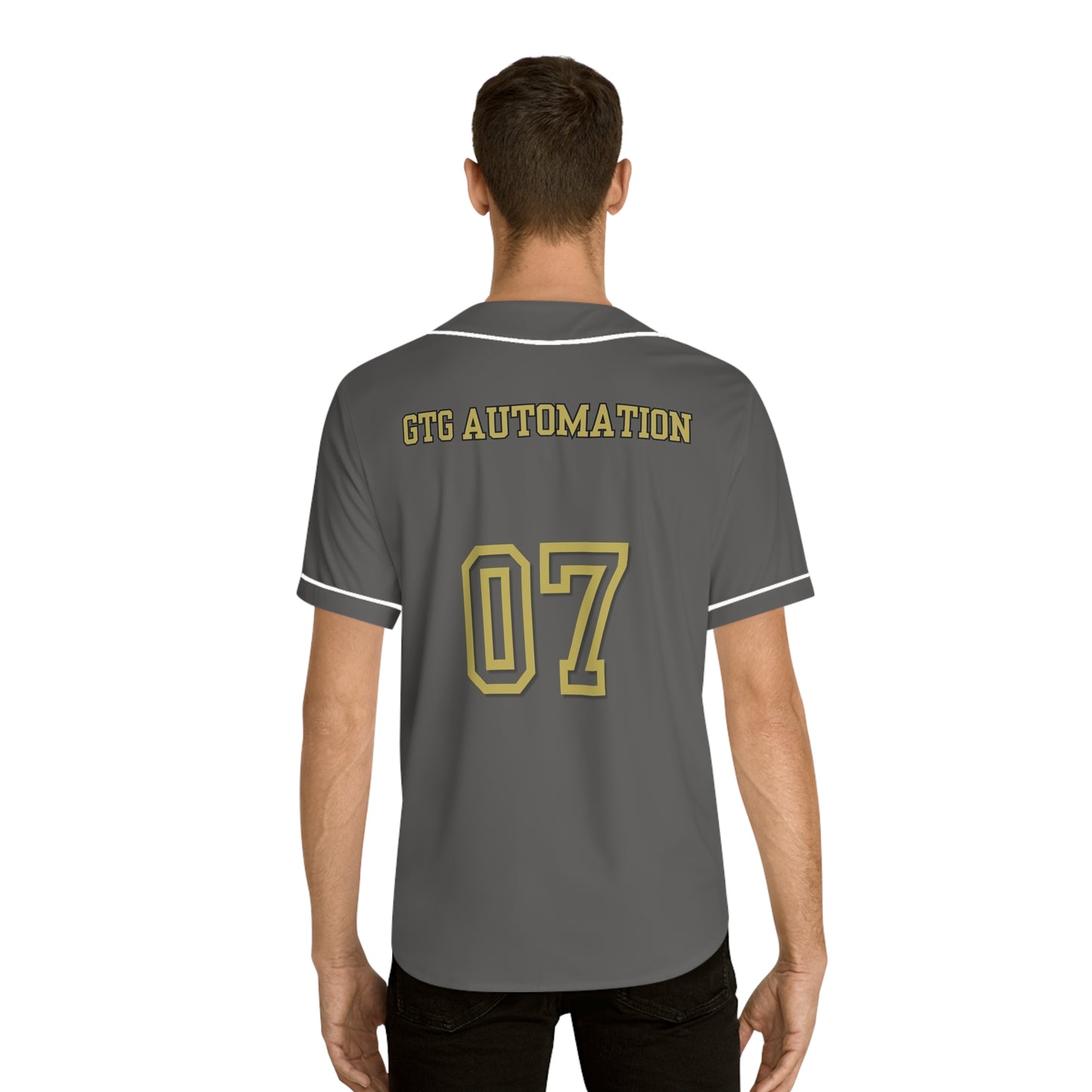 Men's Black and Gold Badge Baseball Jersey
