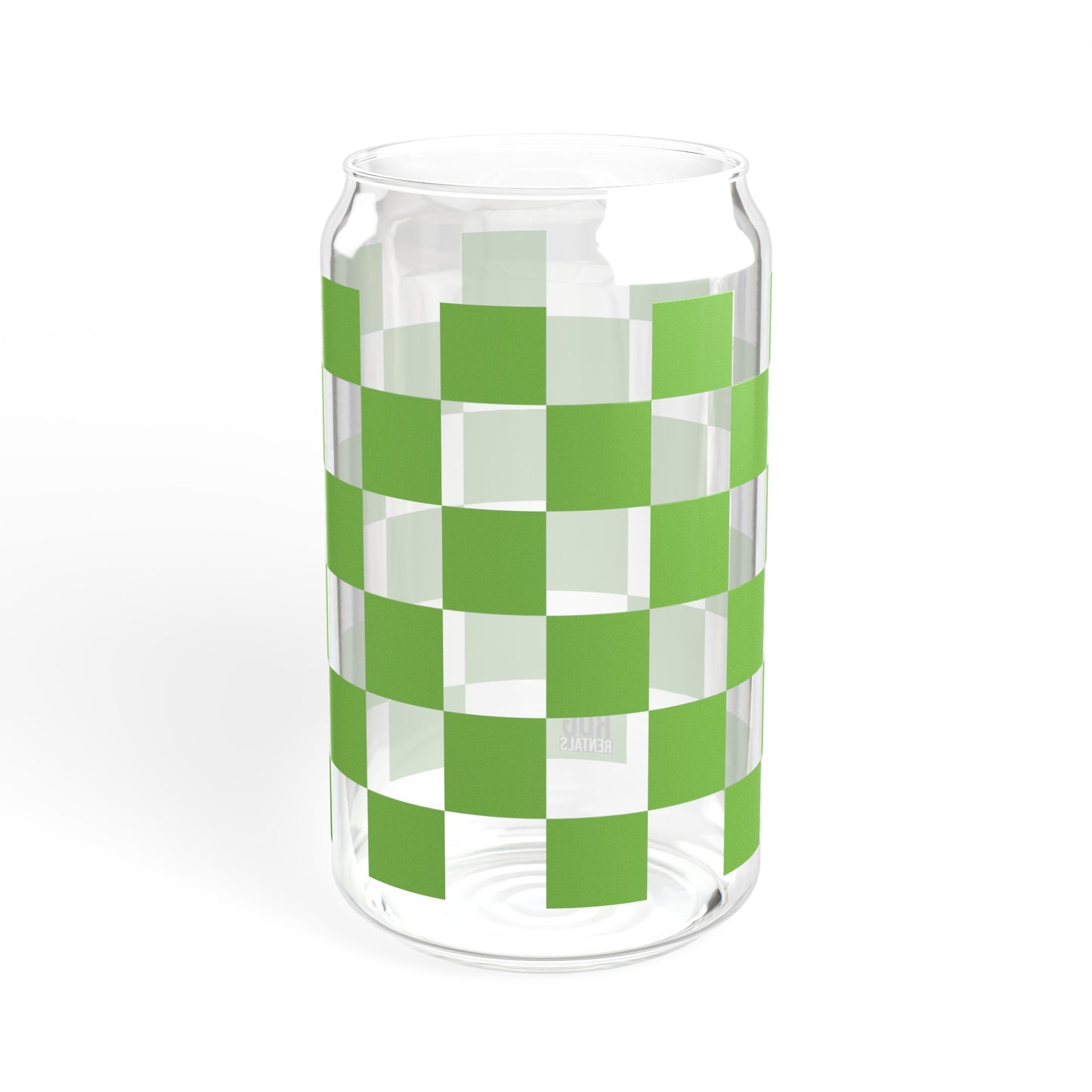 Green Checkered RDG Can Glass, 16oz