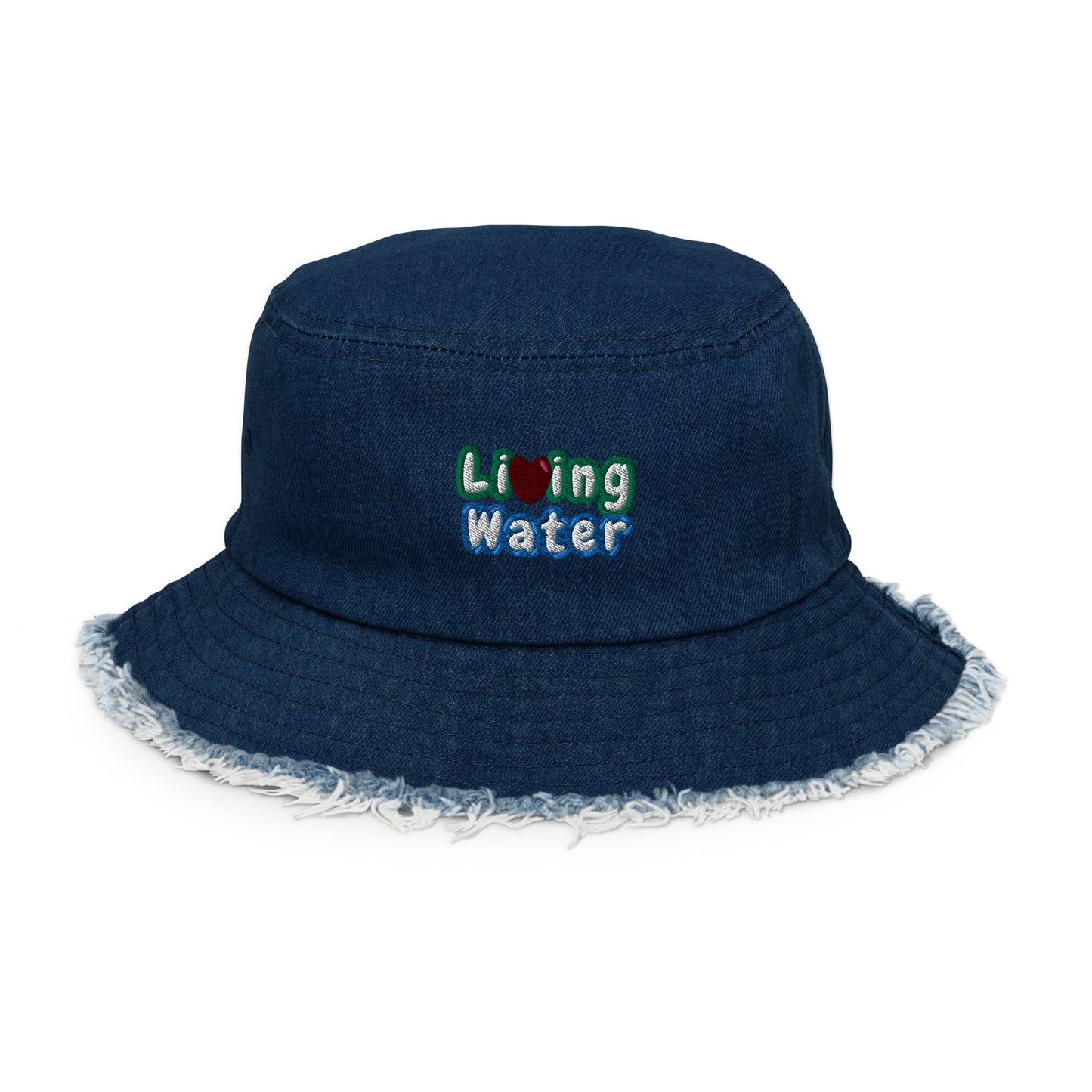 Living Water Distressed denim bucket hat