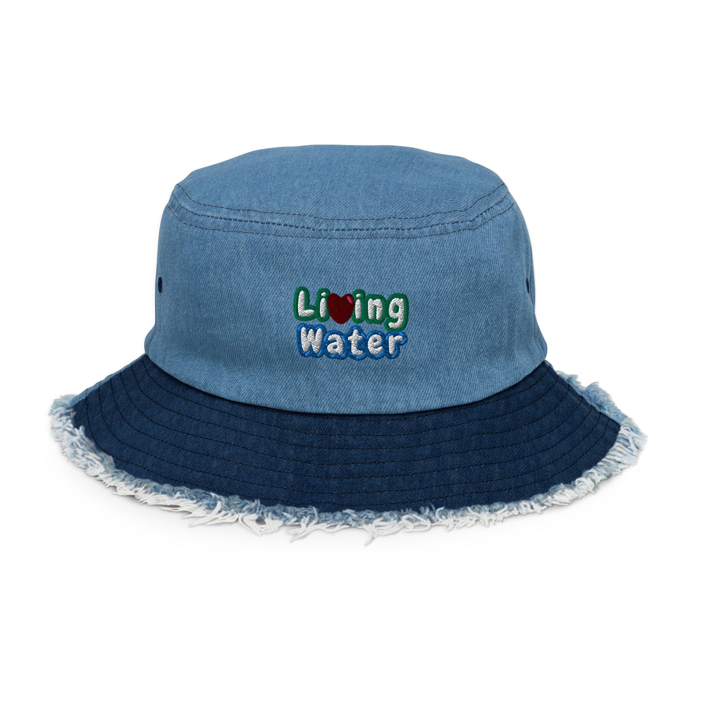 Living Water Distressed denim bucket hat