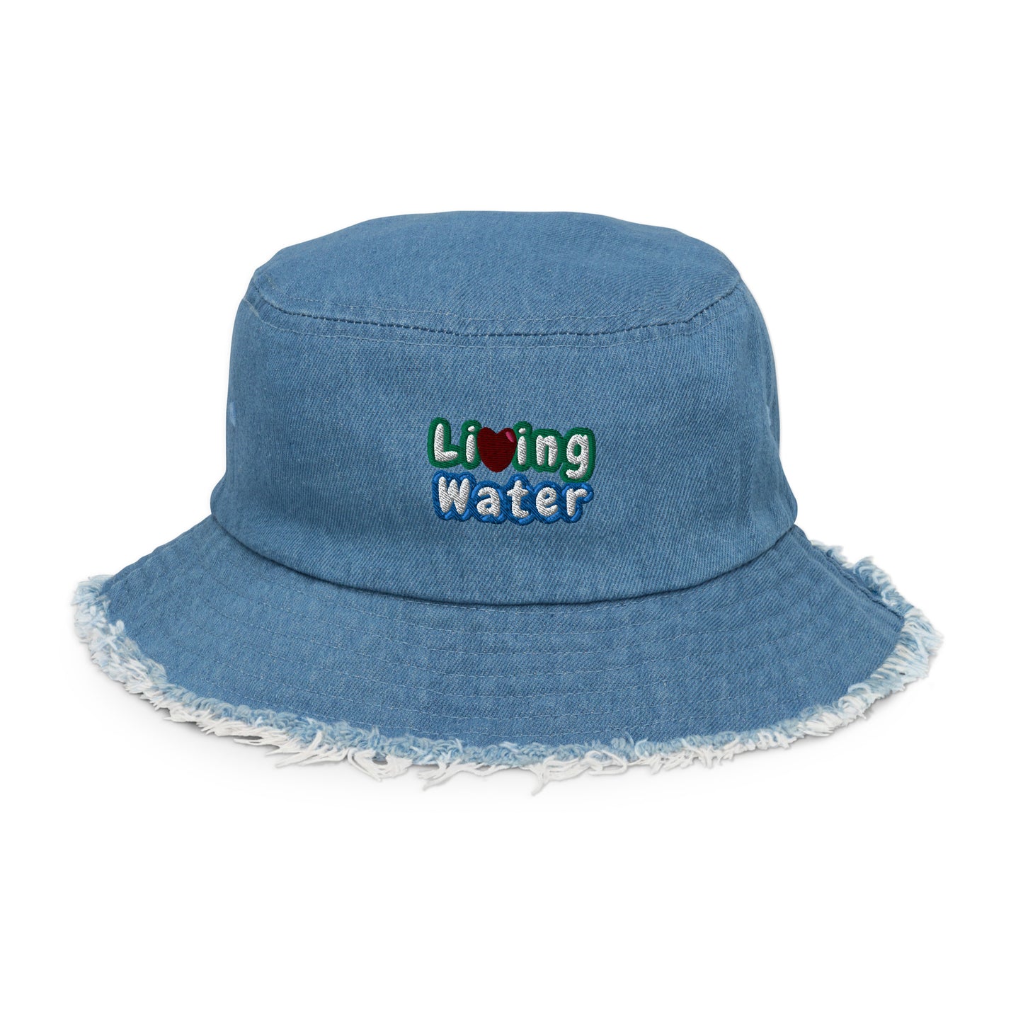 Living Water Distressed denim bucket hat